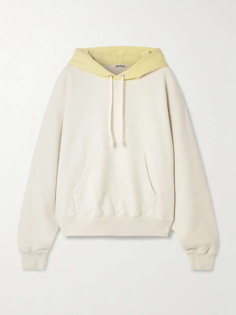 Auralee Two-tone Cotton-jersey Hoodie