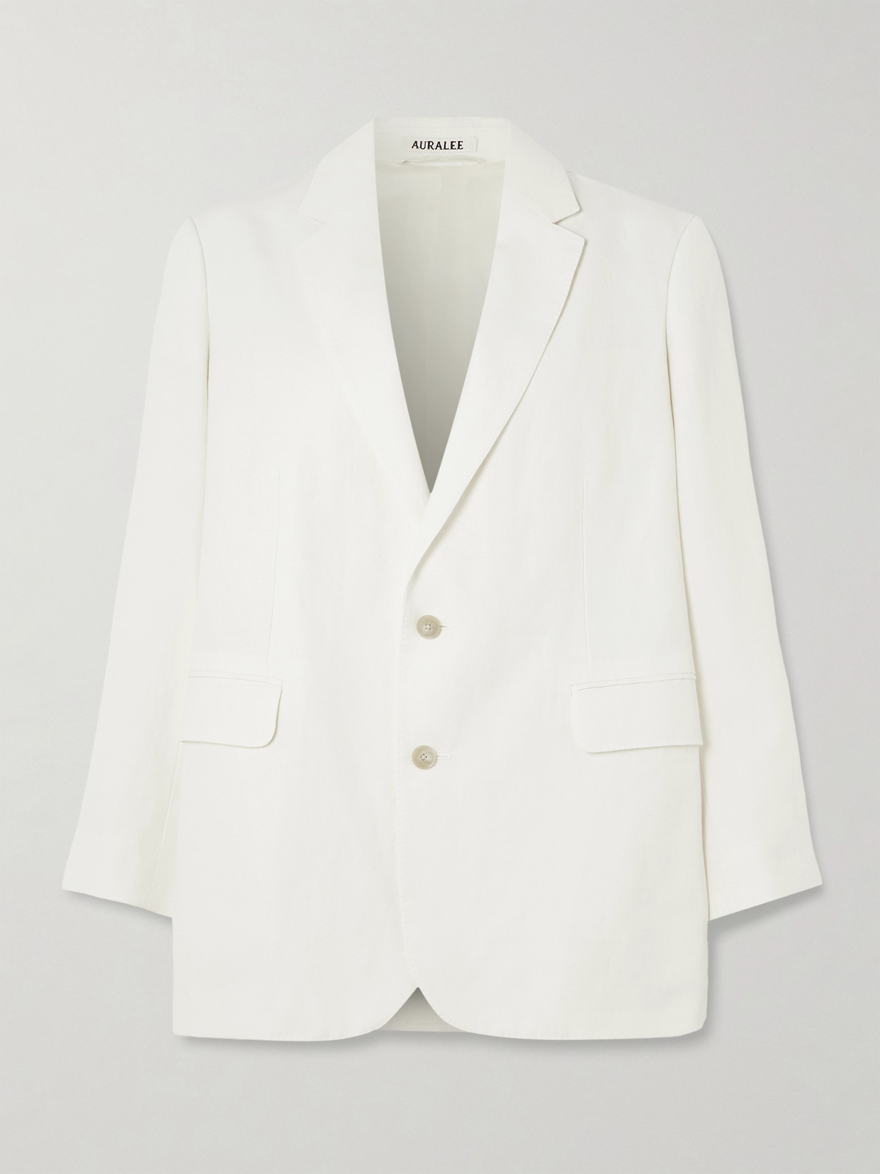 Auralee Oversized Wool, Cotton And Linen-blend Oxford Blazer In White