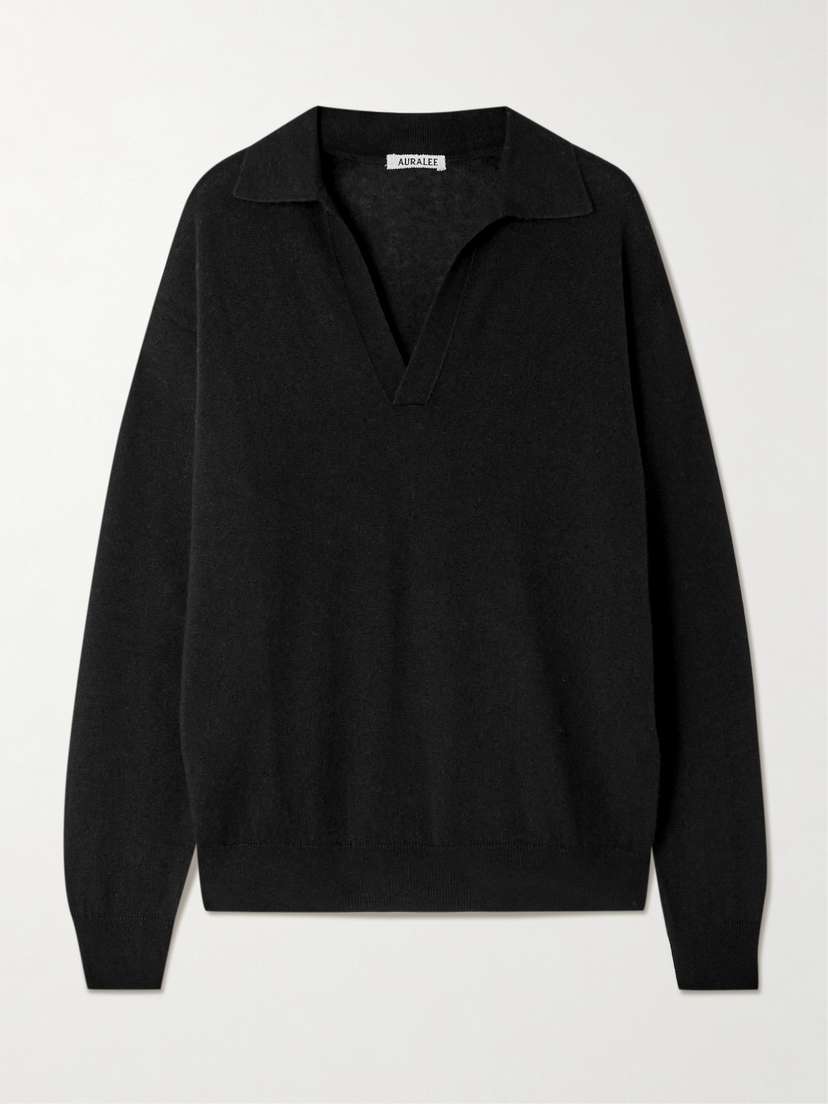 Auralee Cashmere And Silk-blend Polo Sweater