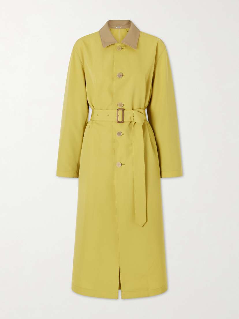 Auralee Belted Wool-canvas Trench Coat