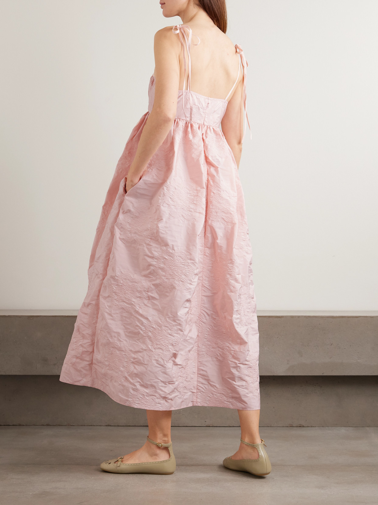 Cecilie Bahnsen Alena Jacquard Midi Dress In Pink