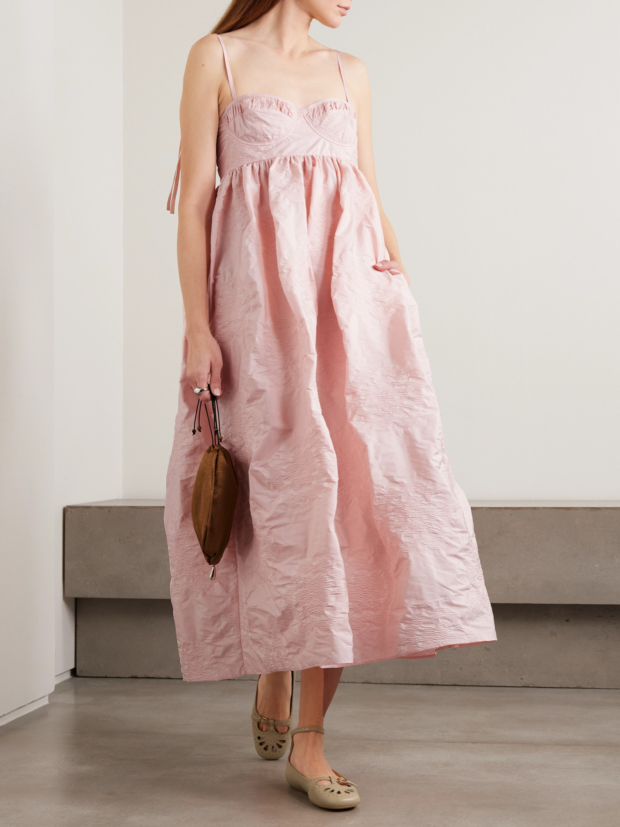Cecilie Bahnsen Alena Jacquard Midi Dress In Pink
