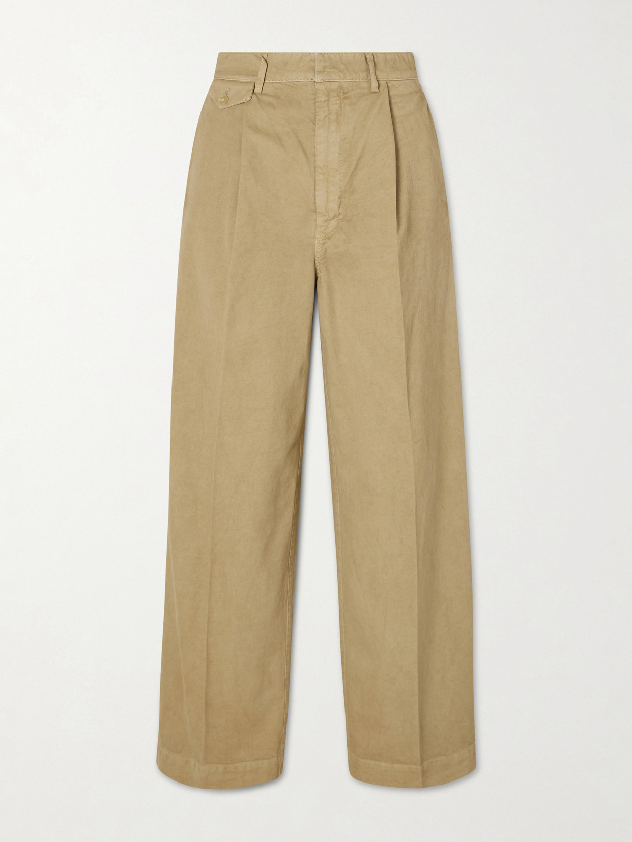 Auralee Garment-dyed Cotton-twill Wide-leg Pants In Neutral