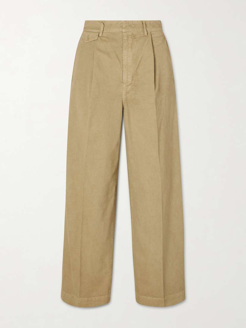 Auralee Garment-dyed Cotton-twill Wide-leg Pants