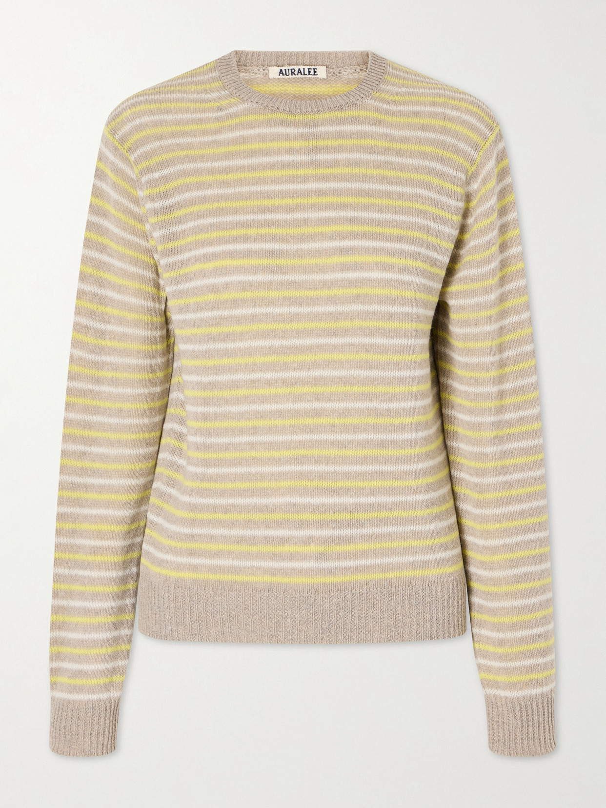 Auralee Striped Cashmere Sweater In Neutral