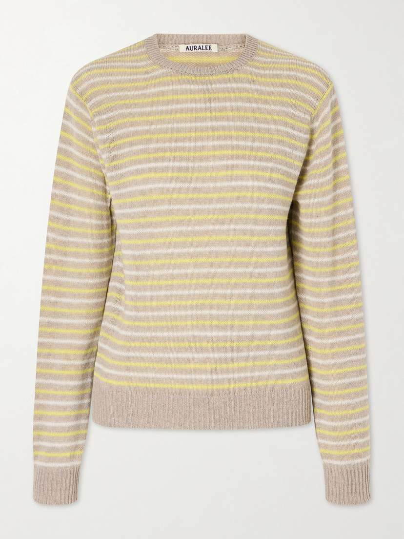 Auralee Striped Cashmere Sweater