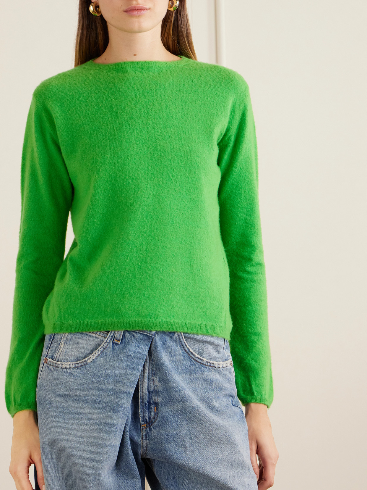 Brushed Cashmere And Cotton-Blend Sweater