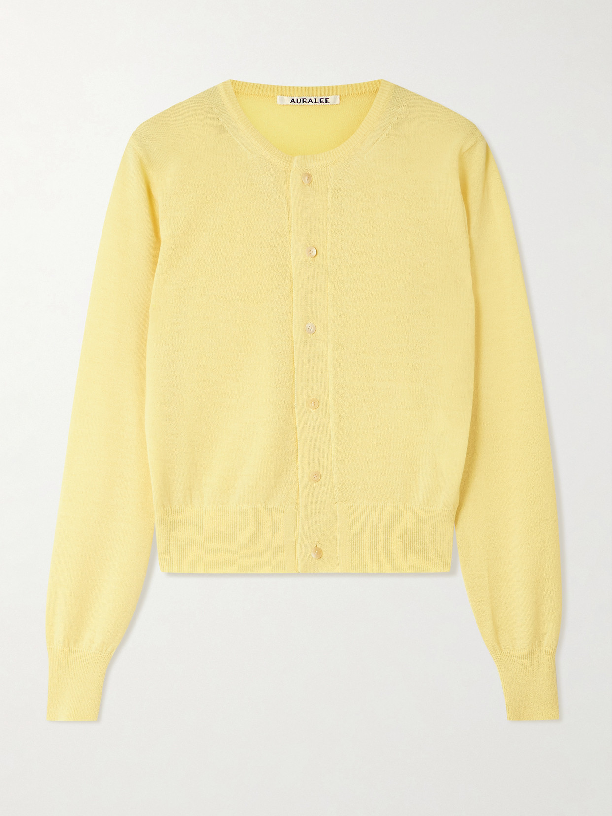 Auralee Cashmere Cardigan In Yellow