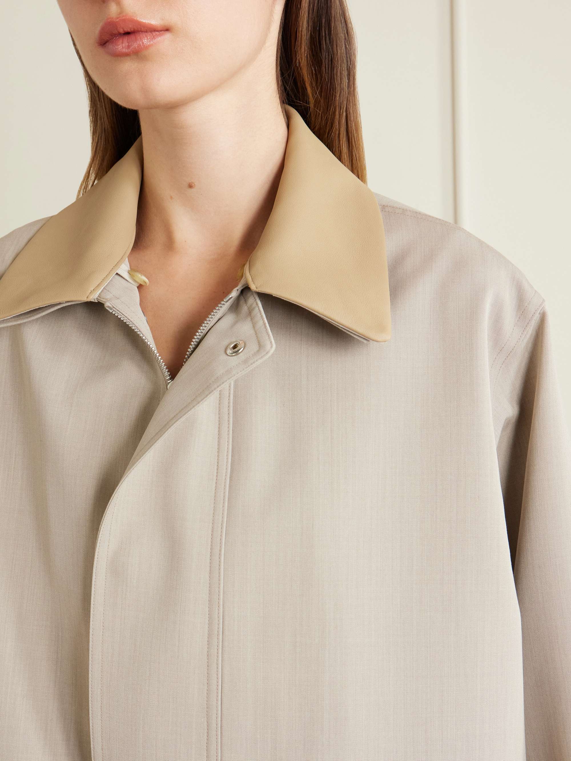 AURALEE Leather-trimmed wool-canvas jacket | NET-A-PORTER