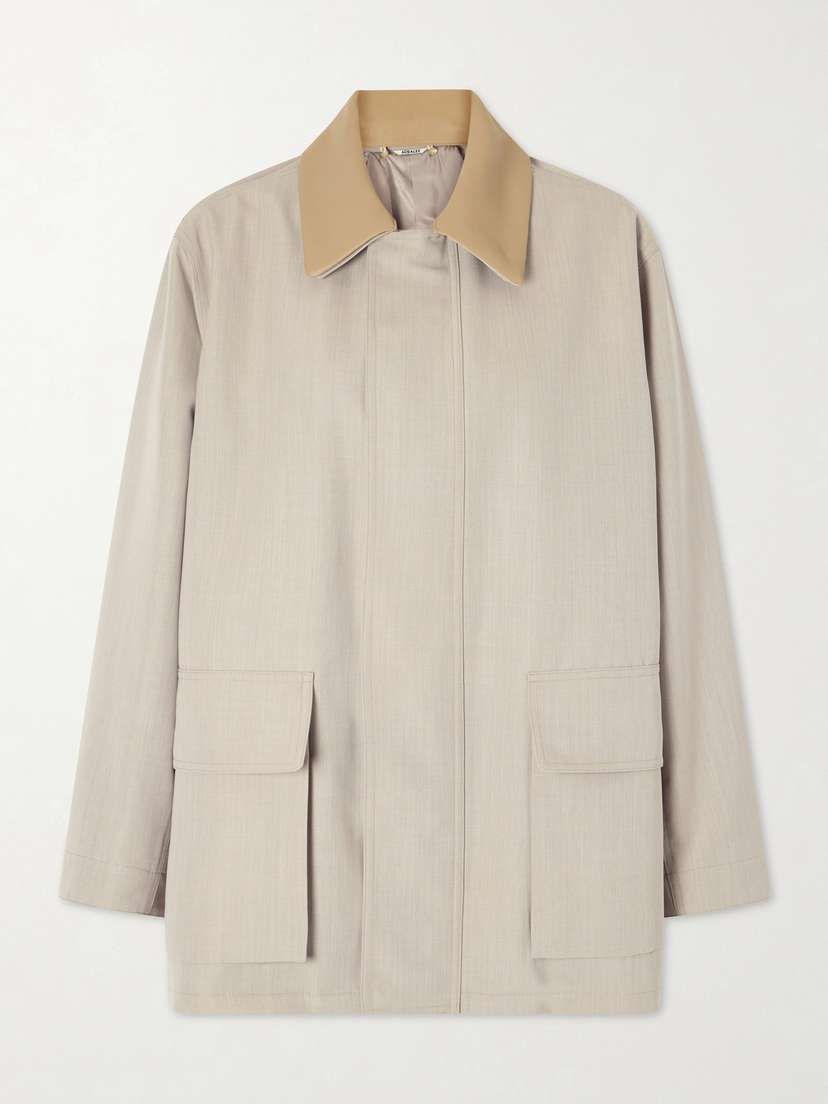 Auralee Leather-trimmed Wool-canvas Jacket