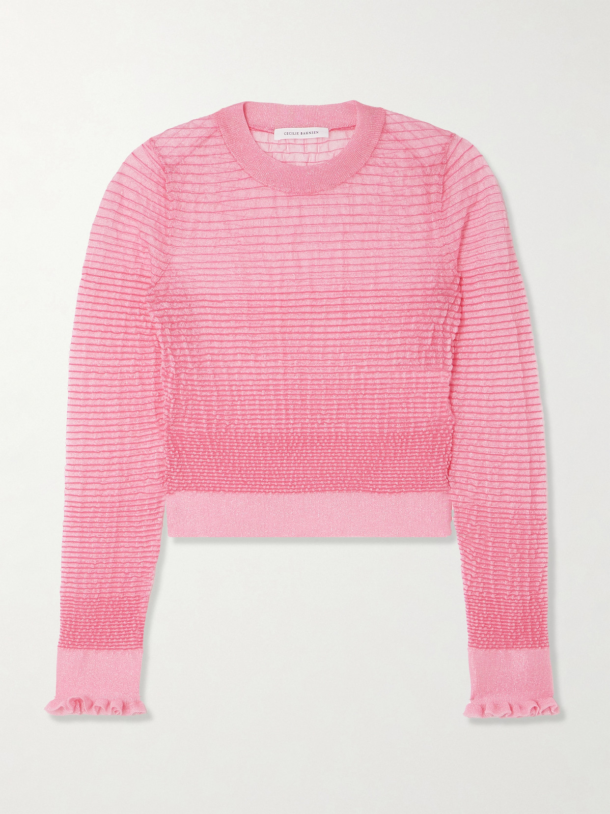Cecilie Bahnsen Ruffled Knit Sweater In Pink