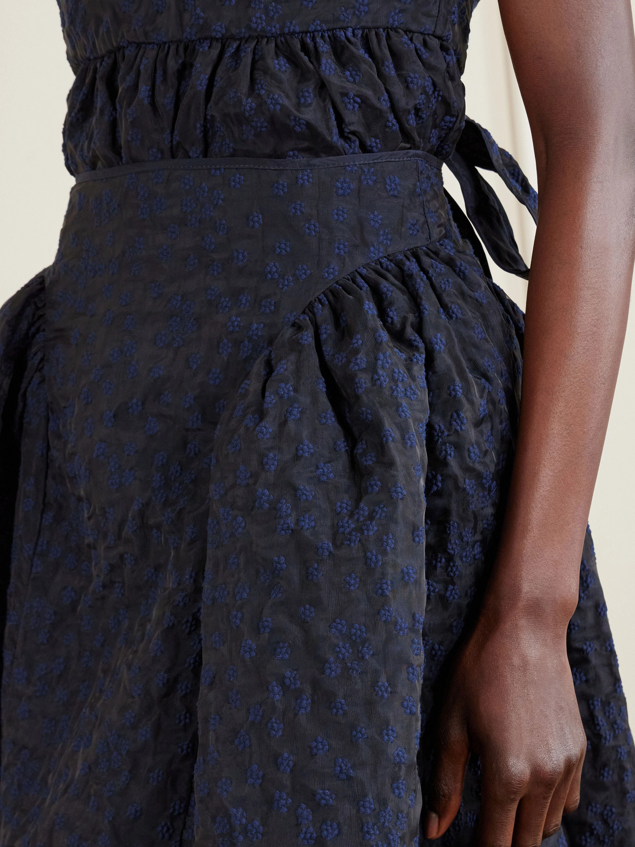 Fabiola Embroidered Cotton-Blend Cloqué Midi