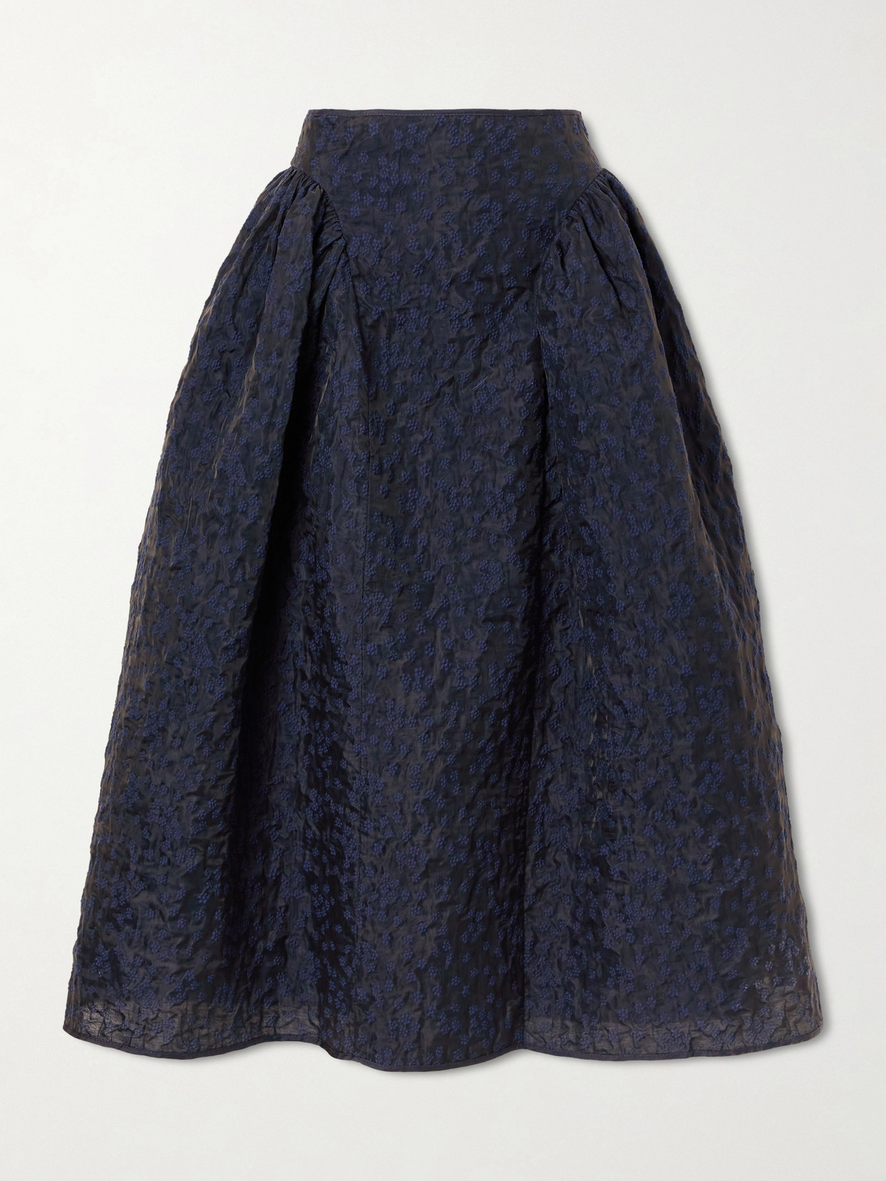 Cecilie Bahnsen Fabiola Embroidered Cotton-blend Cloqué Midi Skirt In Blue