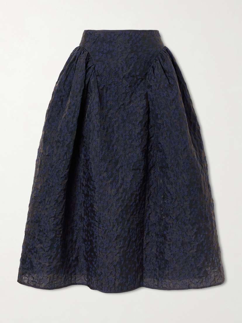 Cecilie Bahnsen Fabiola Embroidered Cotton-blend Cloqué Midi Skirt