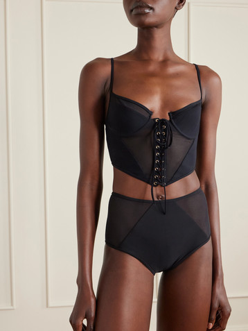 Kiki de Montparnasse Peep Show tulle-trimmed bikini briefs