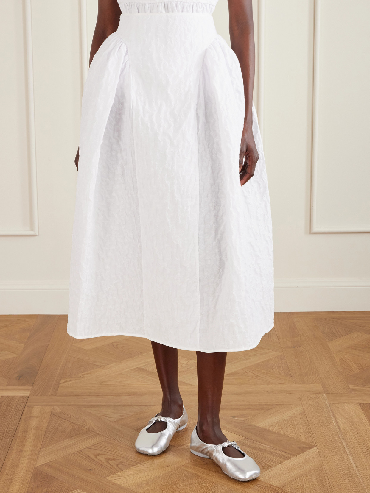 Fabiola Cotton-Blend Cloqué Midi