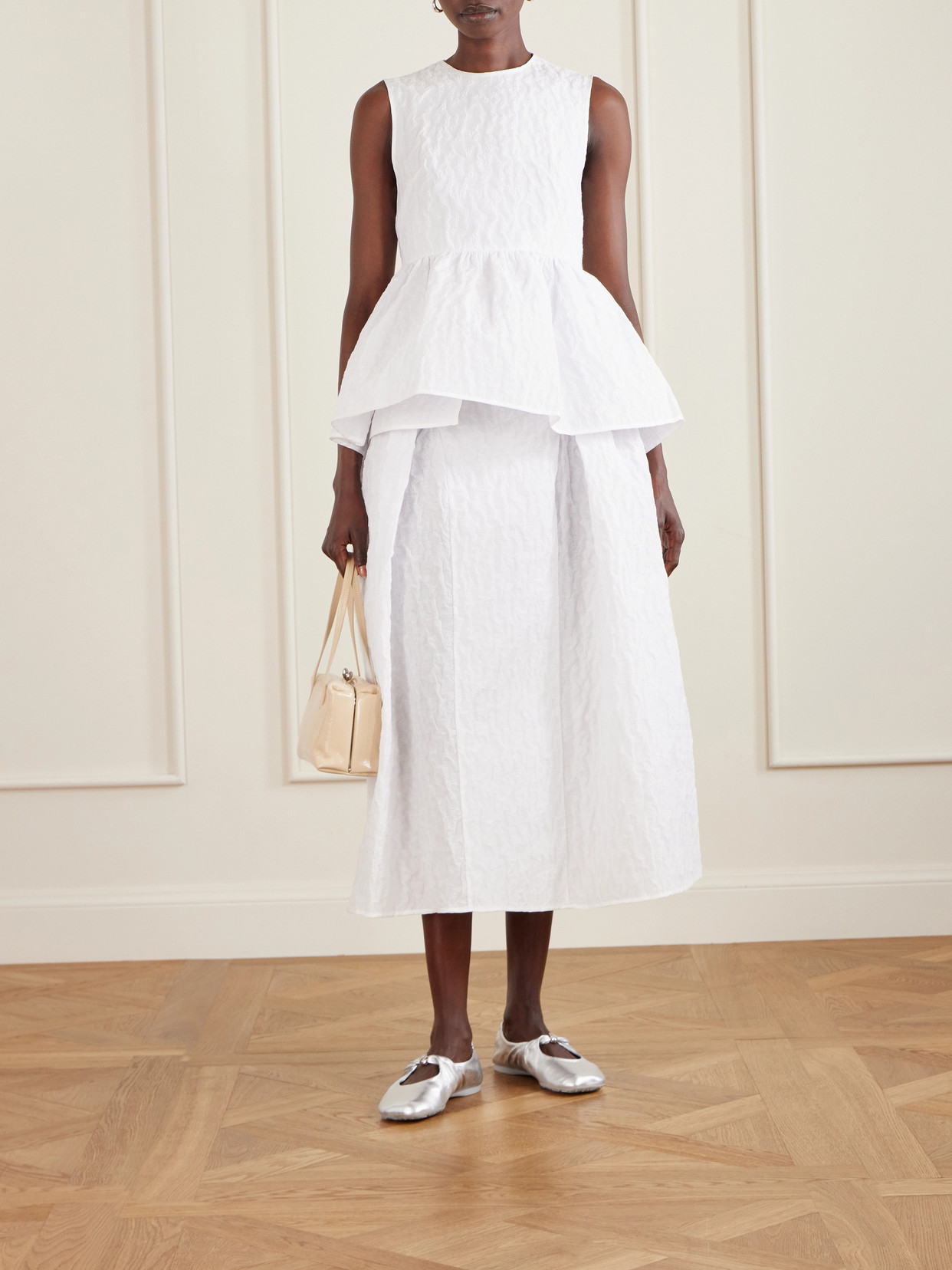Fabiola Cotton-Blend Cloqué Midi