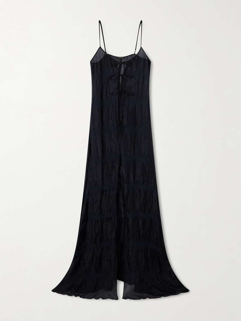 Kiki de Montparnasse Smocked Silk-blend Maxi Dress