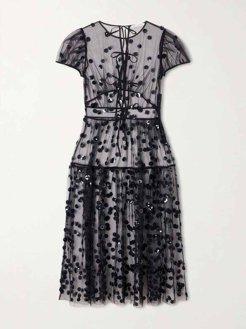 Cecilie Bahnsen Cbnanna Sequin-embellished Polka-dot Tulle Midi Dress