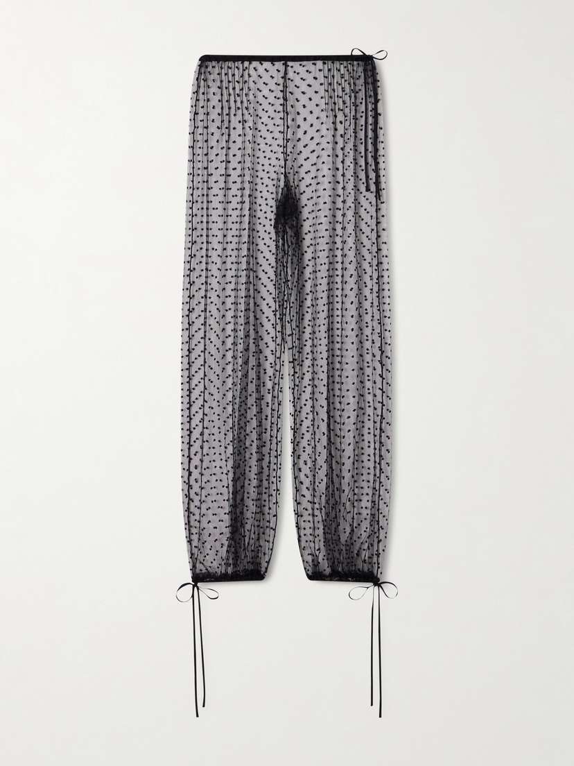 Kiki de Montparnasse Bow-detailed Flocked Tulle Tapered Pants