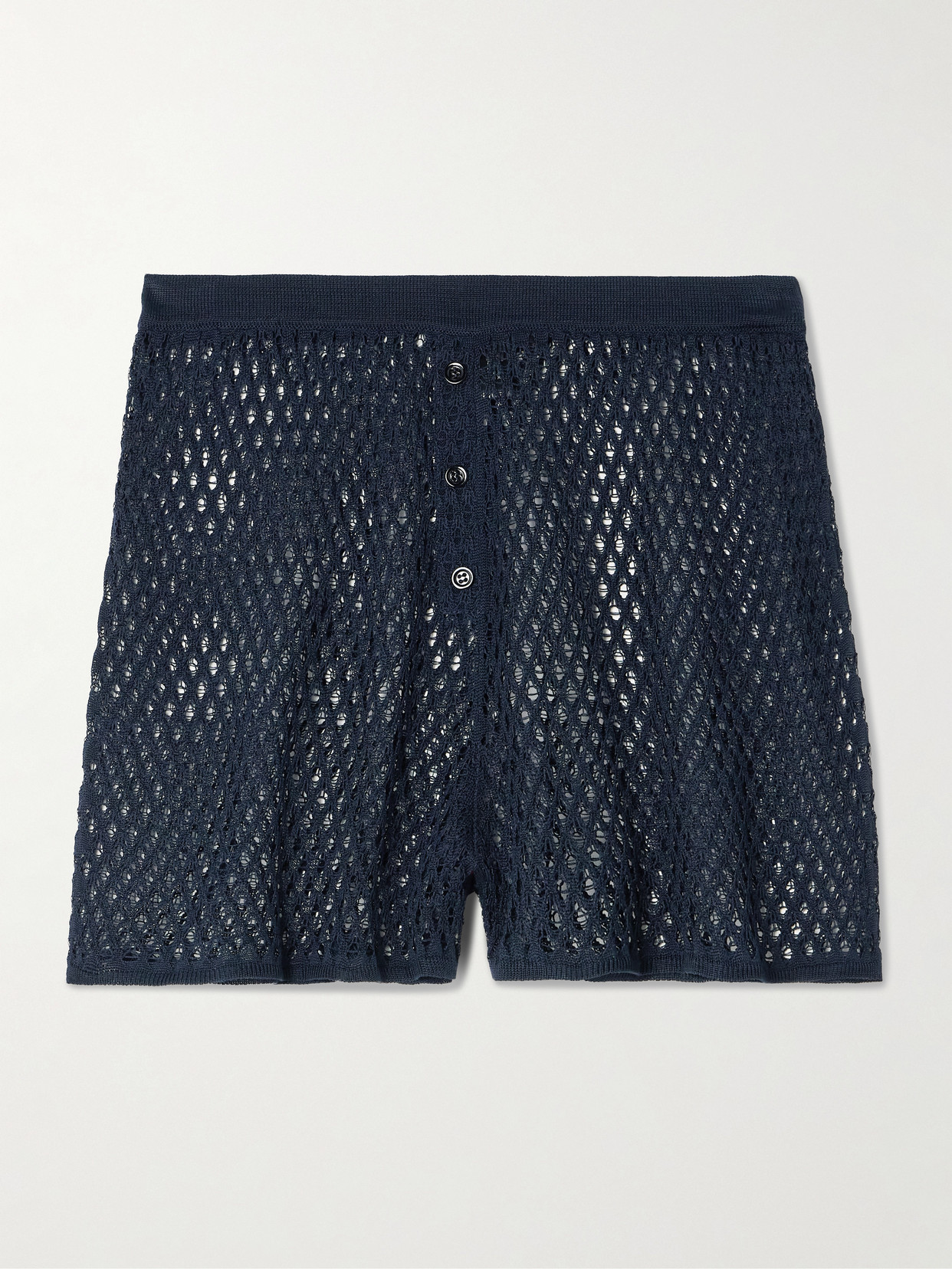 Kiki De Montparnasse Crocheted Silk Shorts In Blue