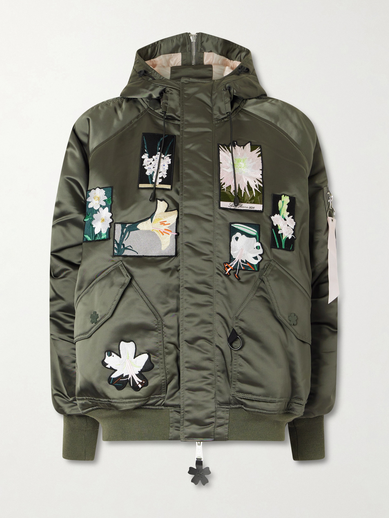 Cecilie Bahnsen + Alpha Industries N-2b Hooded Appliquéd Padded Shell Bomber Jacket In Green