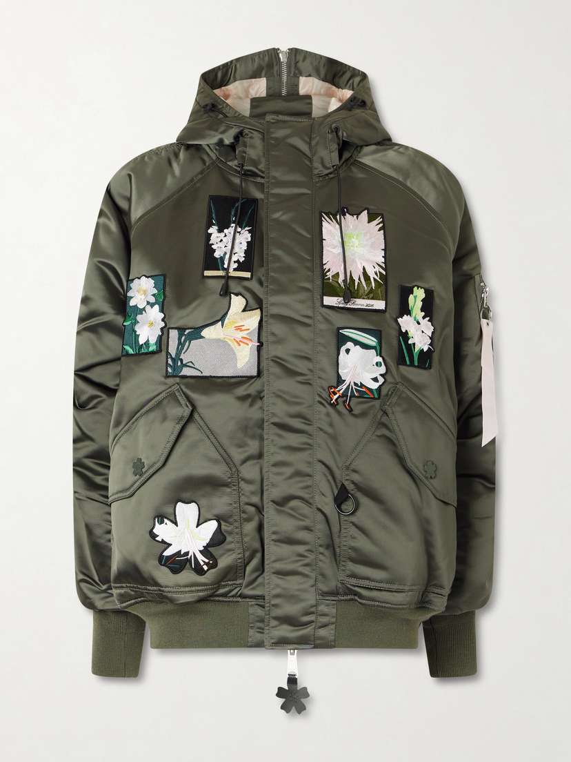 Cecilie Bahnsen + Alpha Industries N-2b Hooded Appliquéd Padded Shell Bomber Jacket