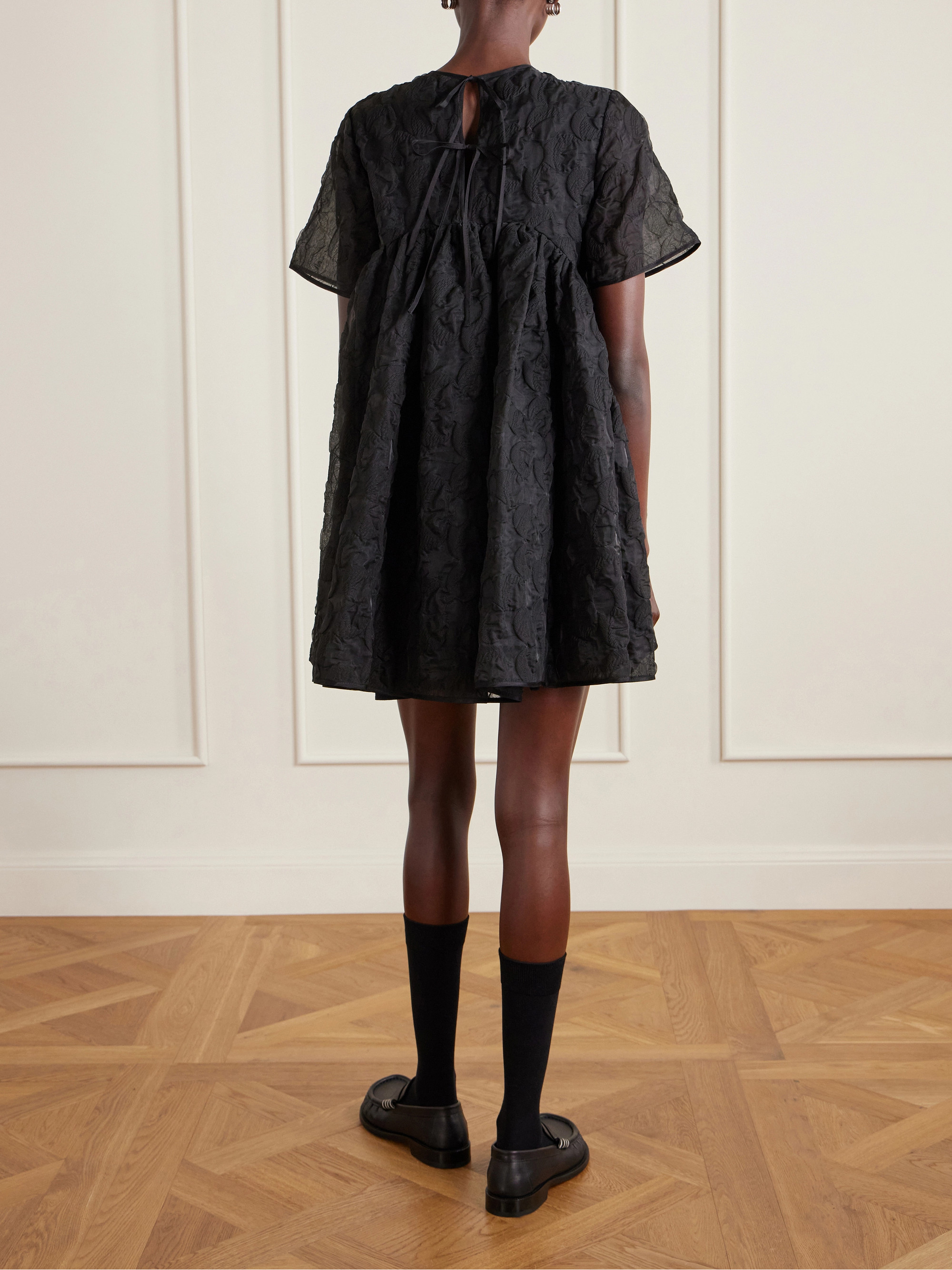 Cecilie Bahnsen Britney tie-back matelassé mini dress thumbnail