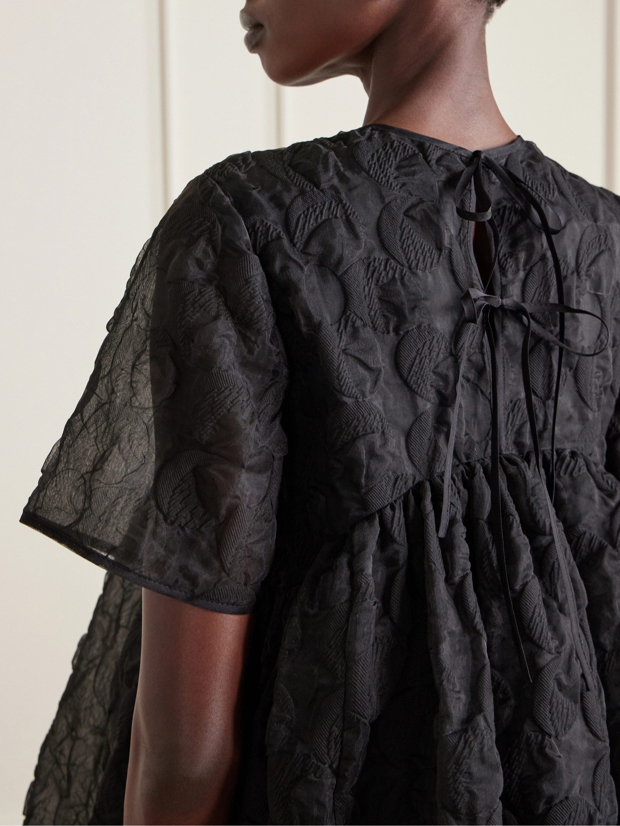 Cecilie Bahnsen Britney tie-back matelassé mini dress thumbnail