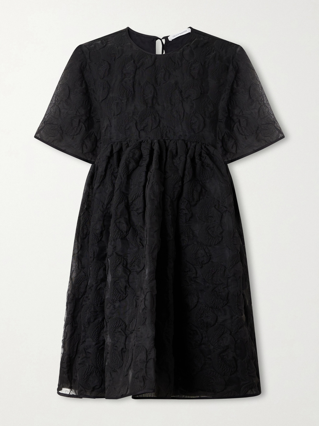 Cecilie Bahnsen Britney Tie-back Matelassé Mini Dress In Black