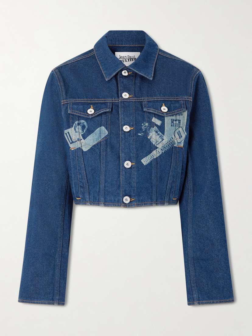 Jean Paul Gaultier Cropped Printed Denim Jacket