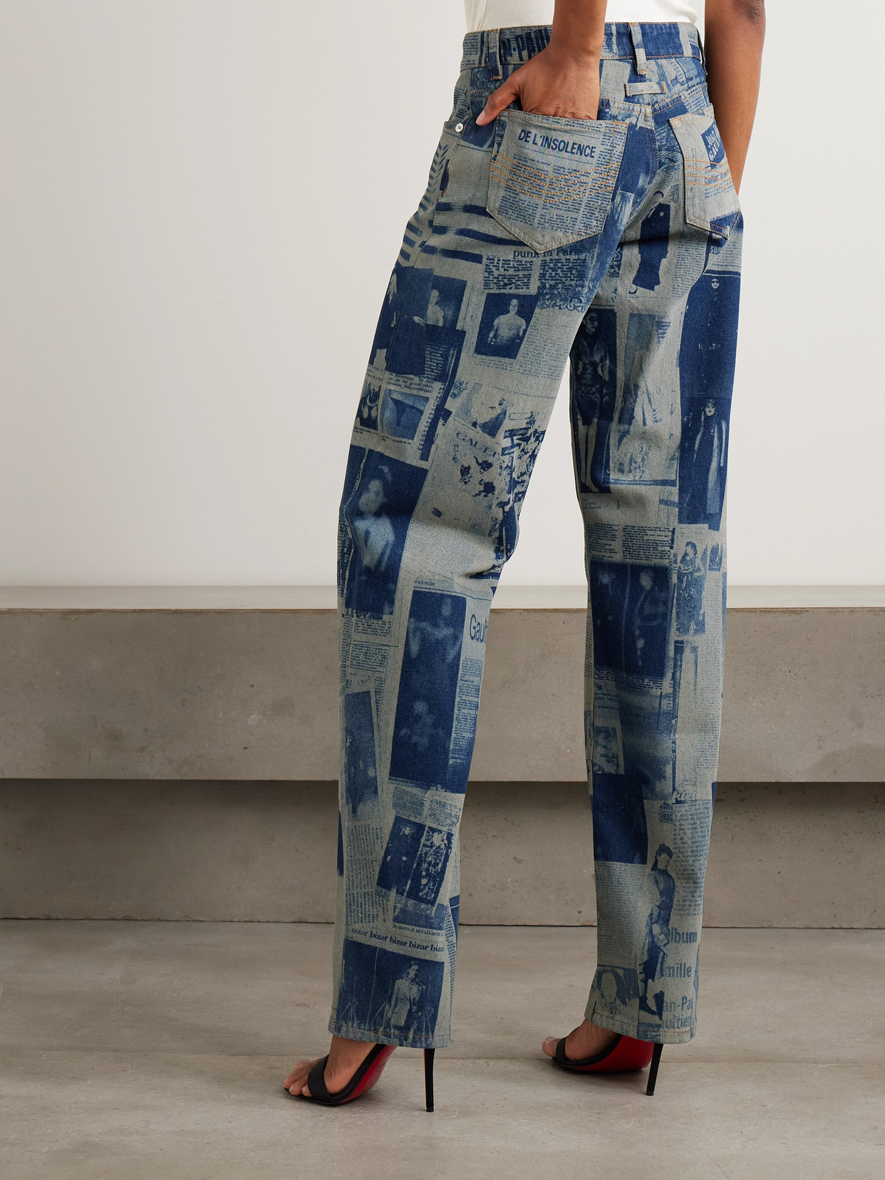 Jean Paul Gaultier Printed High-rise Straight-leg Jeans In Multi