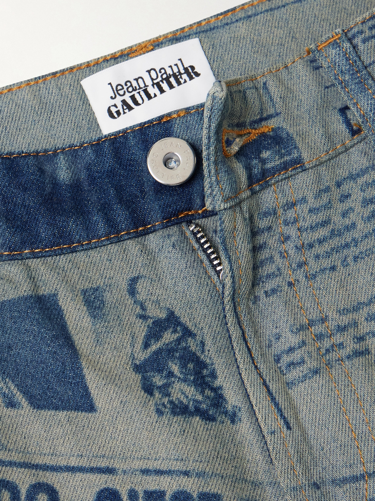 Jean Paul Gaultier Printed High-rise Straight-leg Jeans In Multi