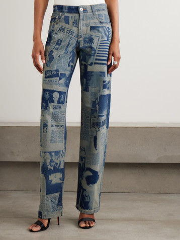 Jean Paul Gaultier Printed high-rise straight-leg jeans