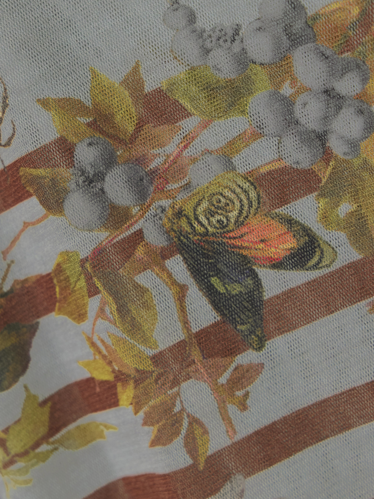 Jean Paul Gaultier Marinière Grape Printed Mesh T-shirt In Gray