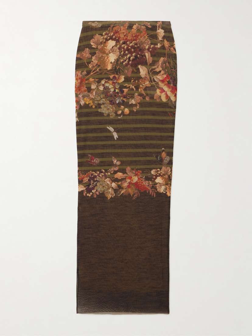 Jean Paul Gaultier Marinière Grape Printed Mesh Skirt