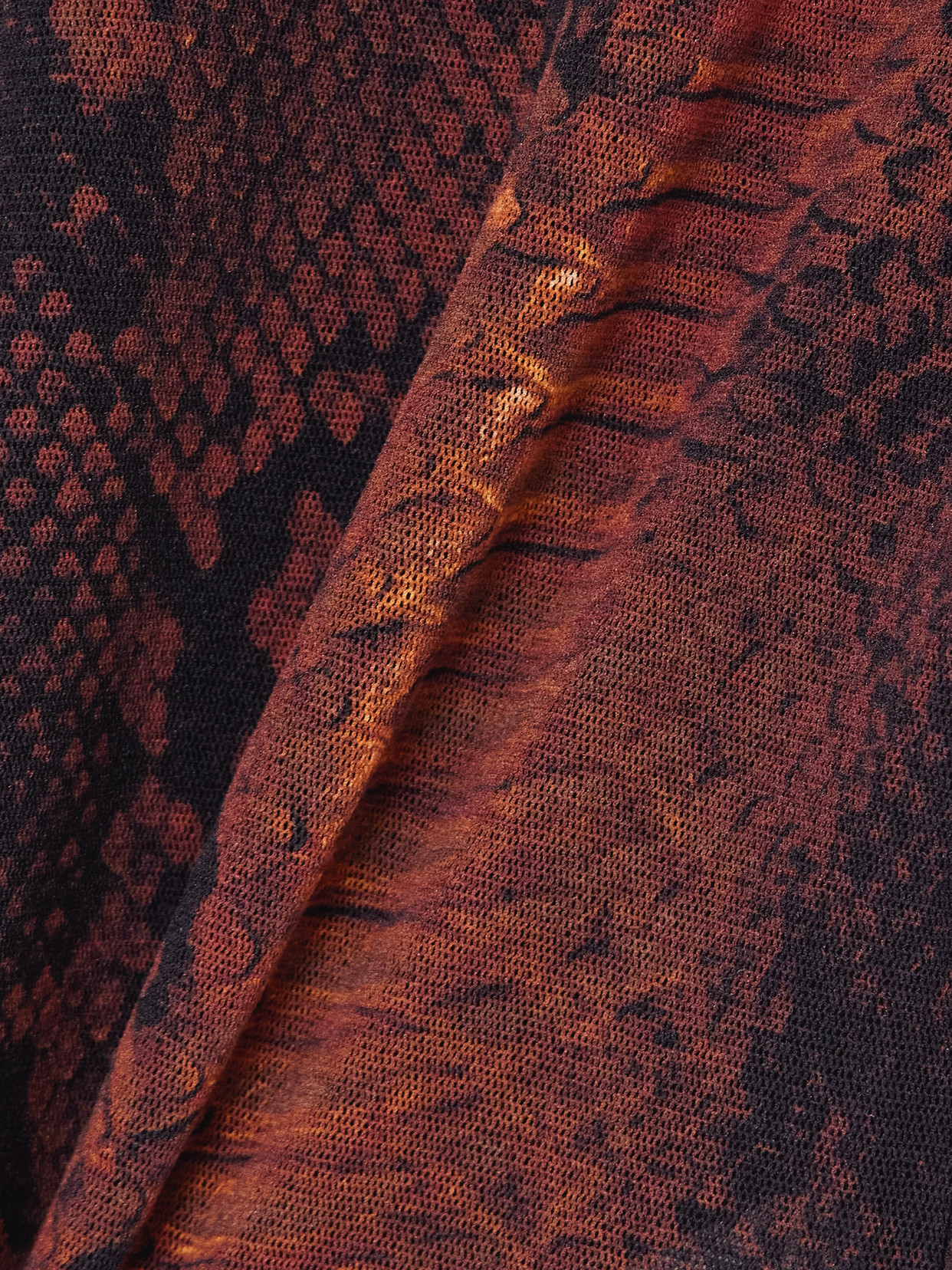 Jean Paul Gaultier Snake-print Mesh Top In Brown