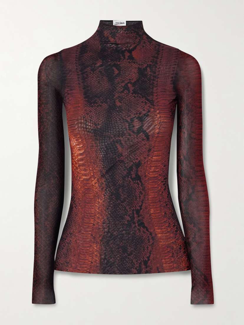 Jean Paul Gaultier Snake-print Mesh Top