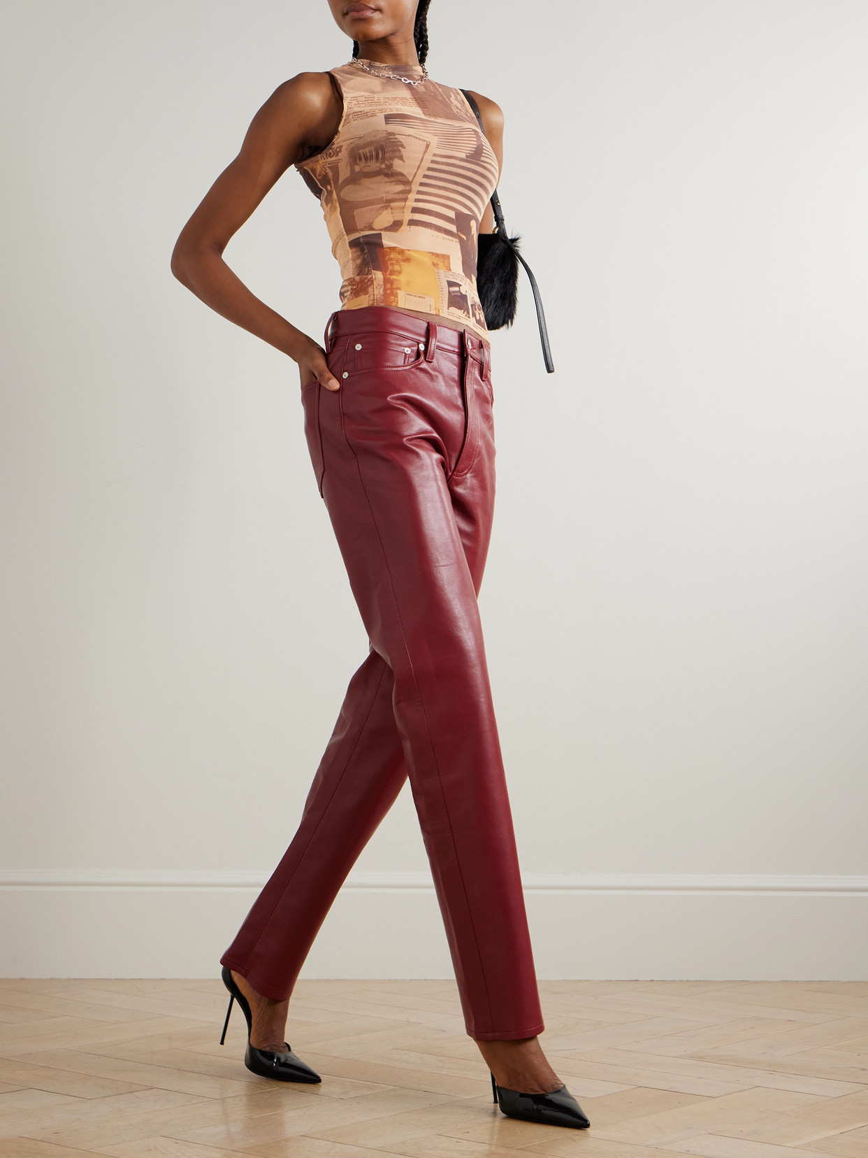 Jean Paul Gaultier Journal Printed Mesh Top In Neutral