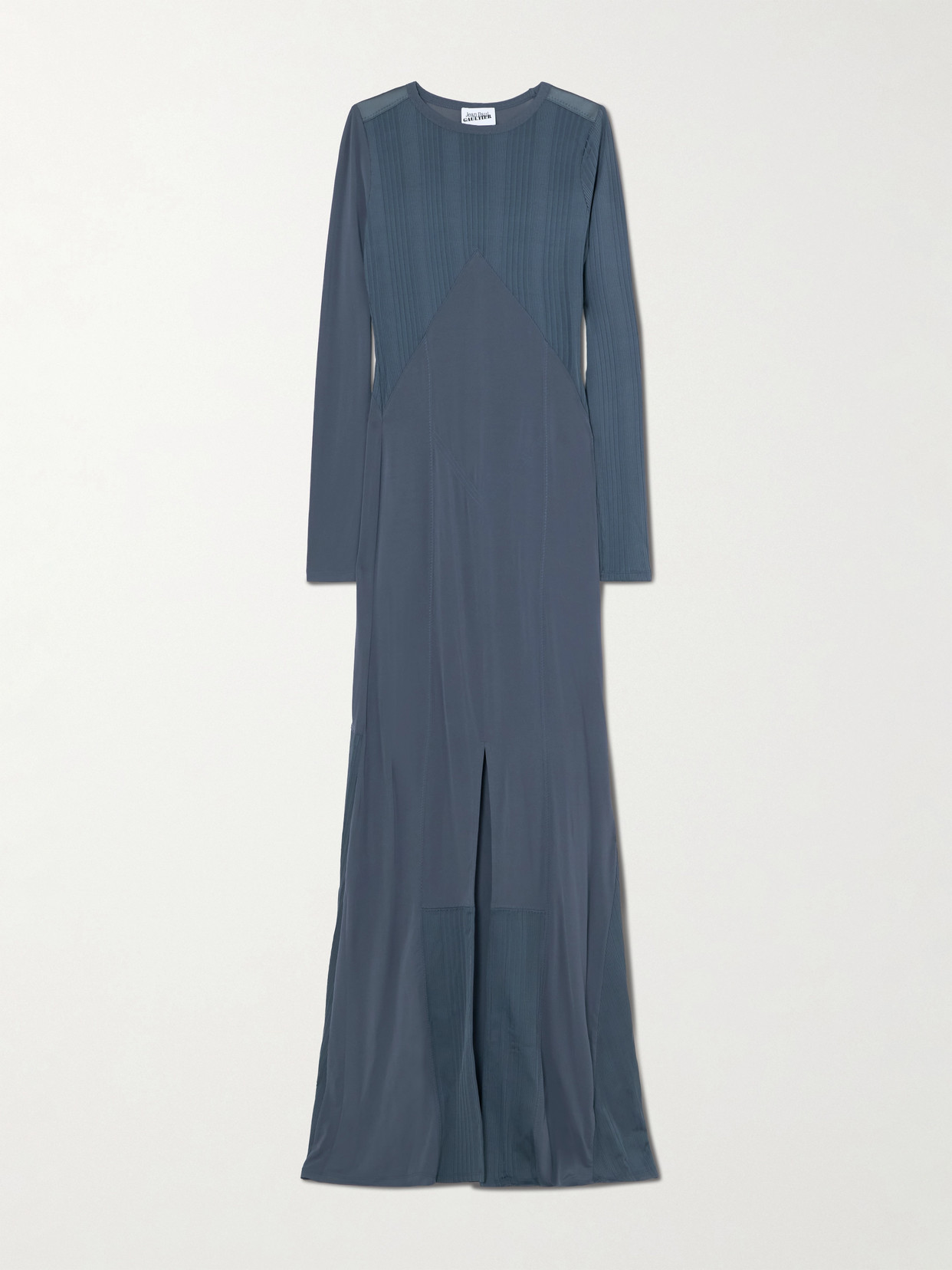 Jean Paul Gaultier Paneled Ribbed Stretch-jersey Maxi Dress In Blue