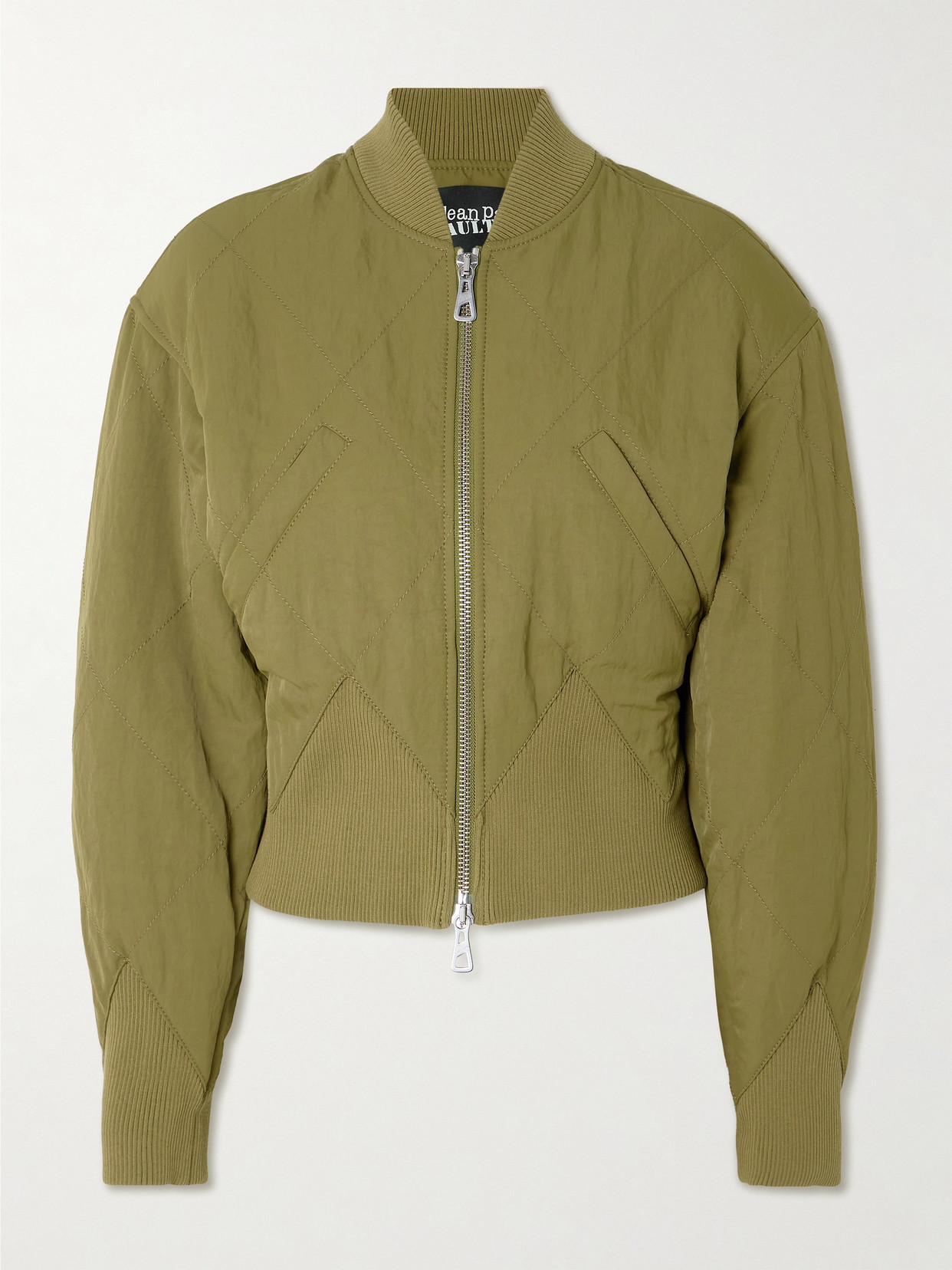 Jean Paul Gaultier Paneled Quilted Recycled-shell Bomber Jacket In Green