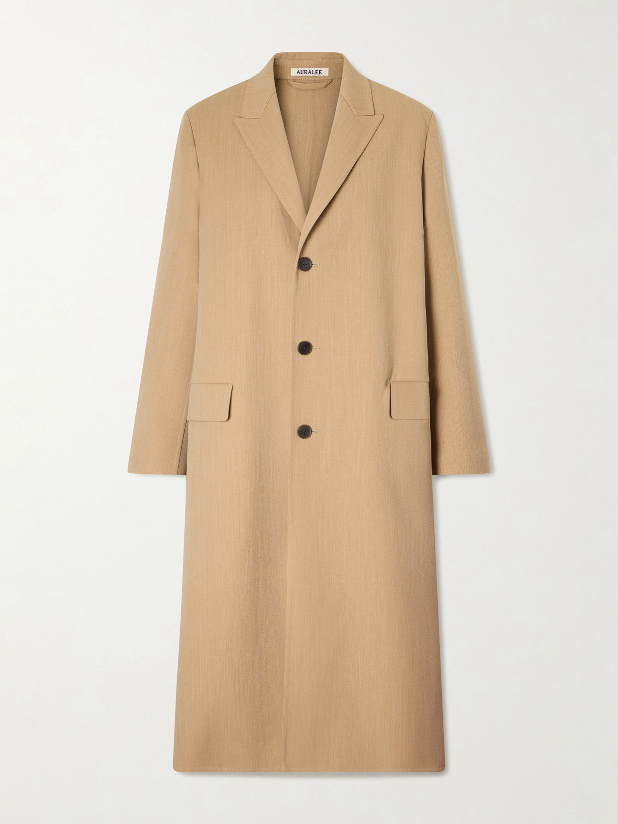 Auralee Wool-blend Gabardine Coat In Brown