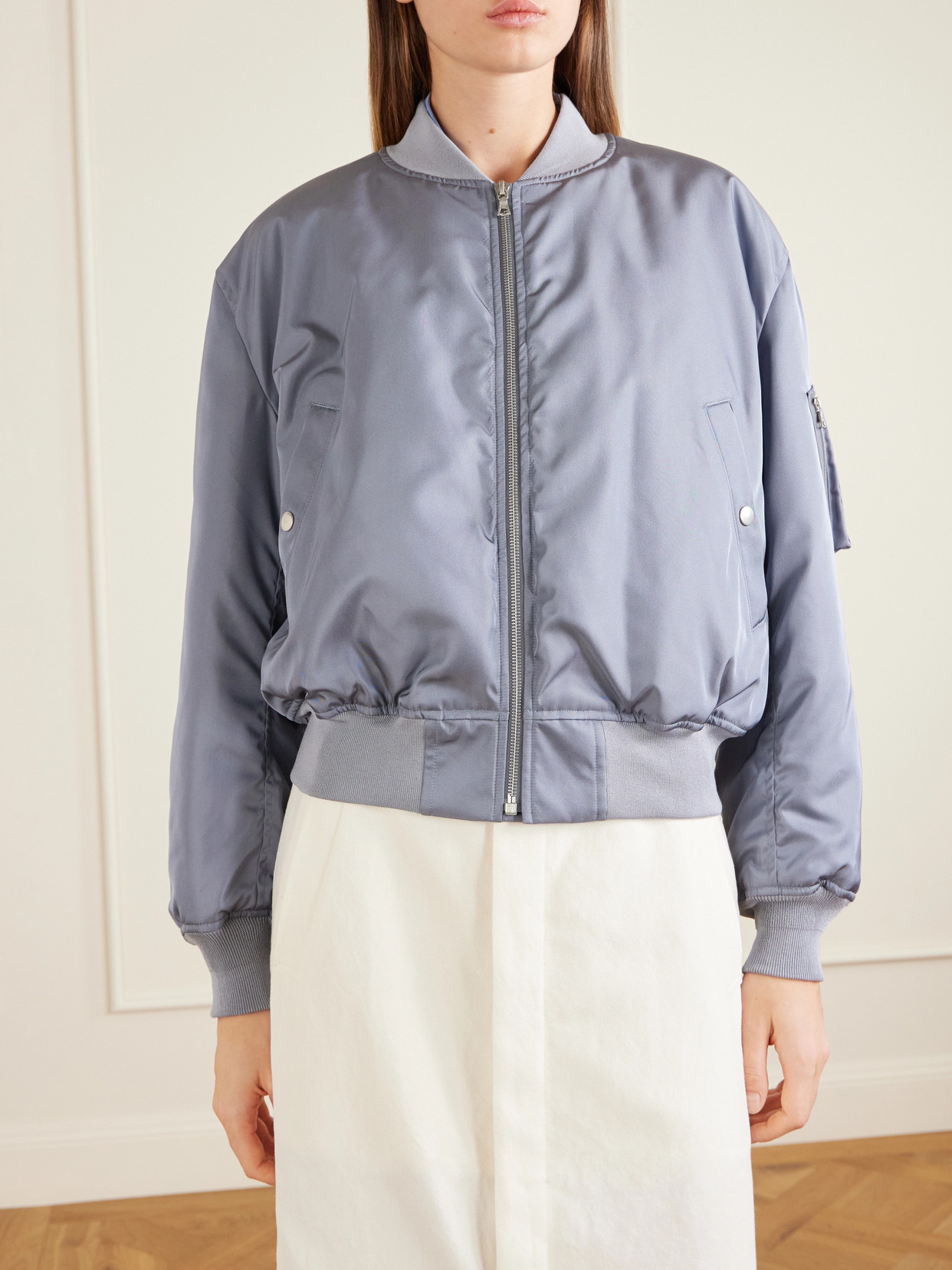 Silk-Twill Bomber Jacket
