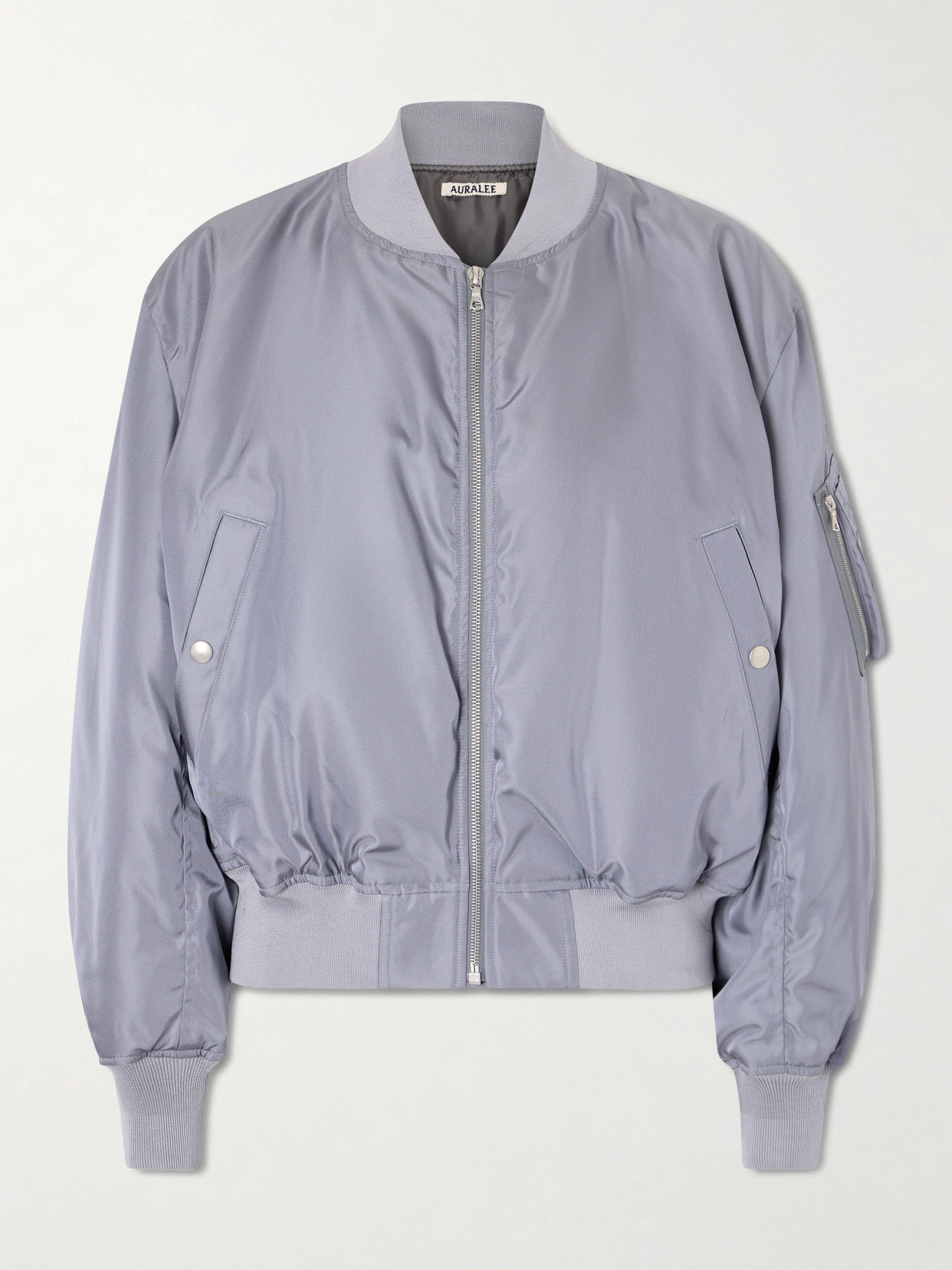 Auralee Silk-twill Bomber Jacket In Blue