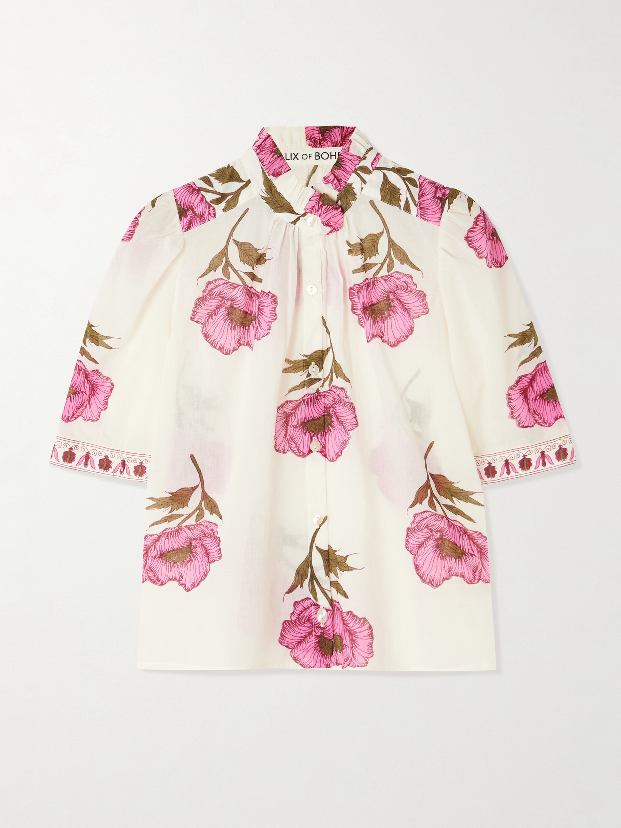 Alix Of Bohemia Winn Ruffled Floral-print Cotton-voile Blouse In White