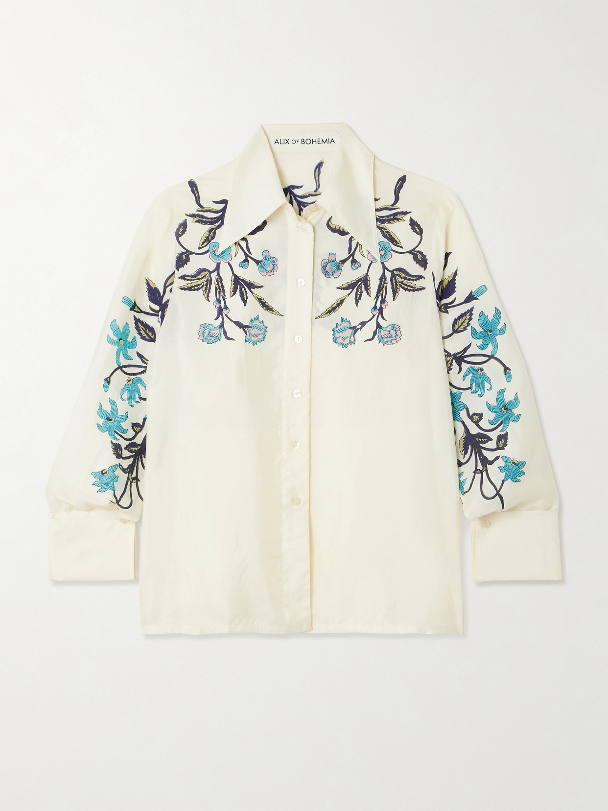 Alix Of Bohemia Dana Floral-print Silk Crepe De Chine Shirt In White