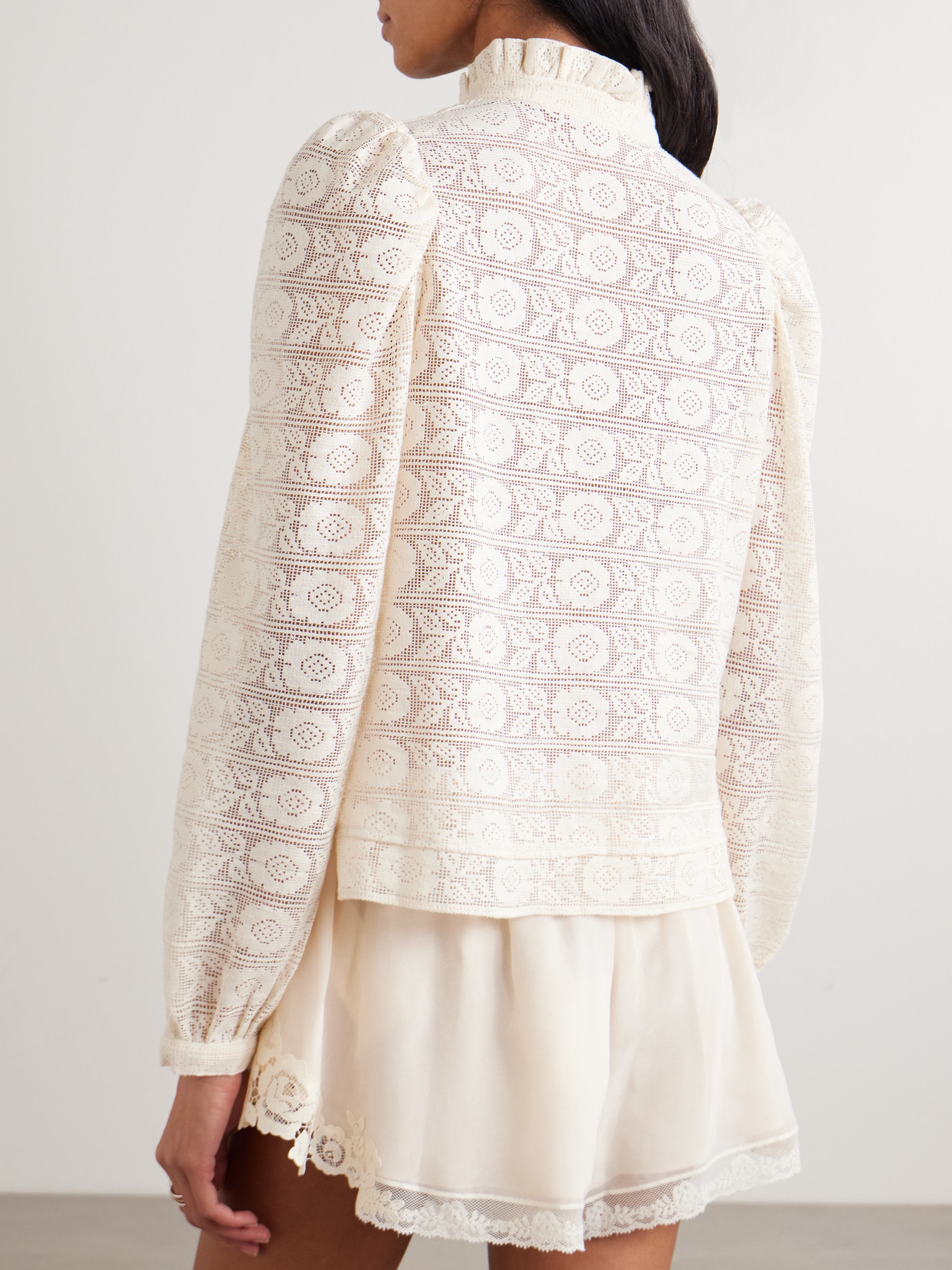 Alix Of Bohemia Artemis Ruffled Cotton-lace Shirt In Yellow