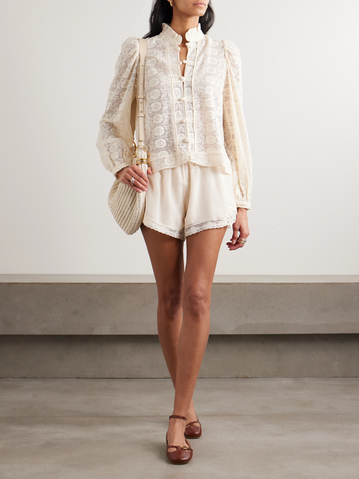 Alix Of Bohemia Artemis Ruffled Cotton-lace Shirt In Yellow