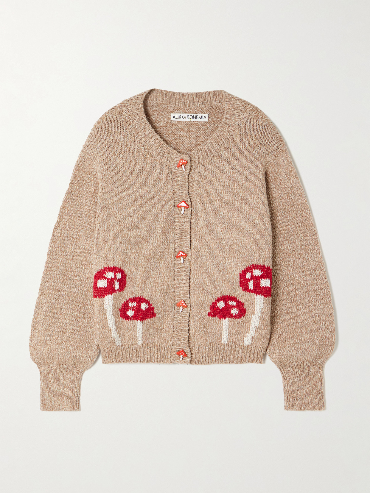 Alix Of Bohemia Sammi Intarsia-knit Alpaca, Wool And Cotton-blend Cardigan In Brown