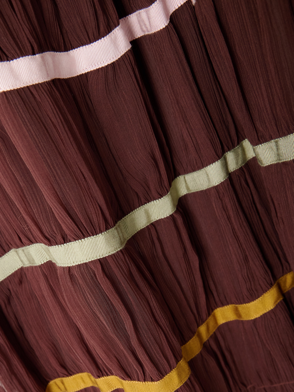 Alix Of Bohemia Emrys Clove Aurora Tiered Striped Gauze Midi Dress In Brown